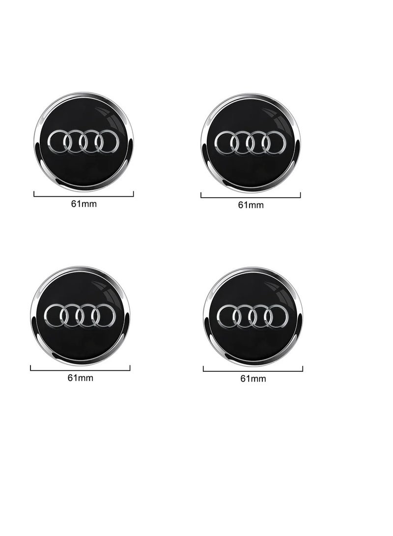 Audi 61mm Car Wheel Center Hub Caps for Audi | Set of 4 Black Alloy Wheel Center Caps - Image 5