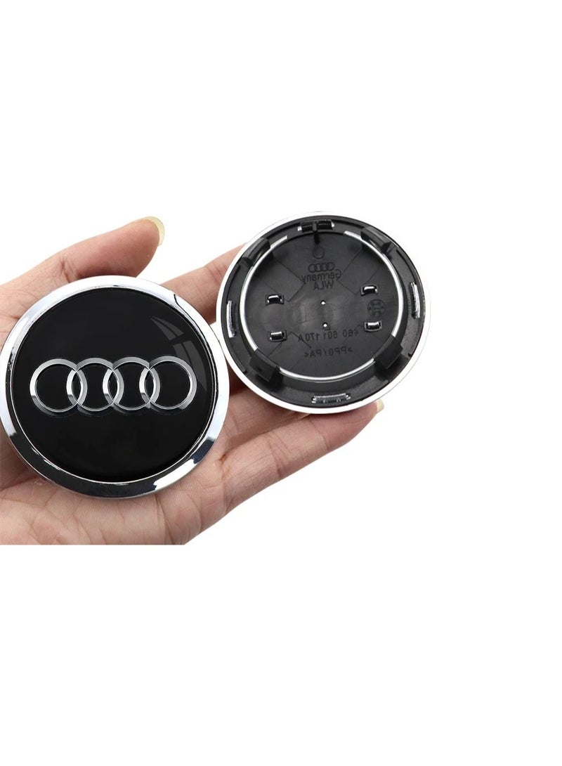 Audi 61mm Car Wheel Center Hub Caps for Audi | Set of 4 Black Alloy Wheel Center Caps - Image 4