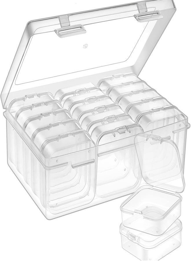 TecoKart® 15 Pcs Jewellery Organisers – Transparent Jewellery Box with 15 Mini Storage Boxes, Earring Organizer Box for Rings, Beads, & Nail Art, Durable Jewellery Box Organisers for Neat Storage - Image 1