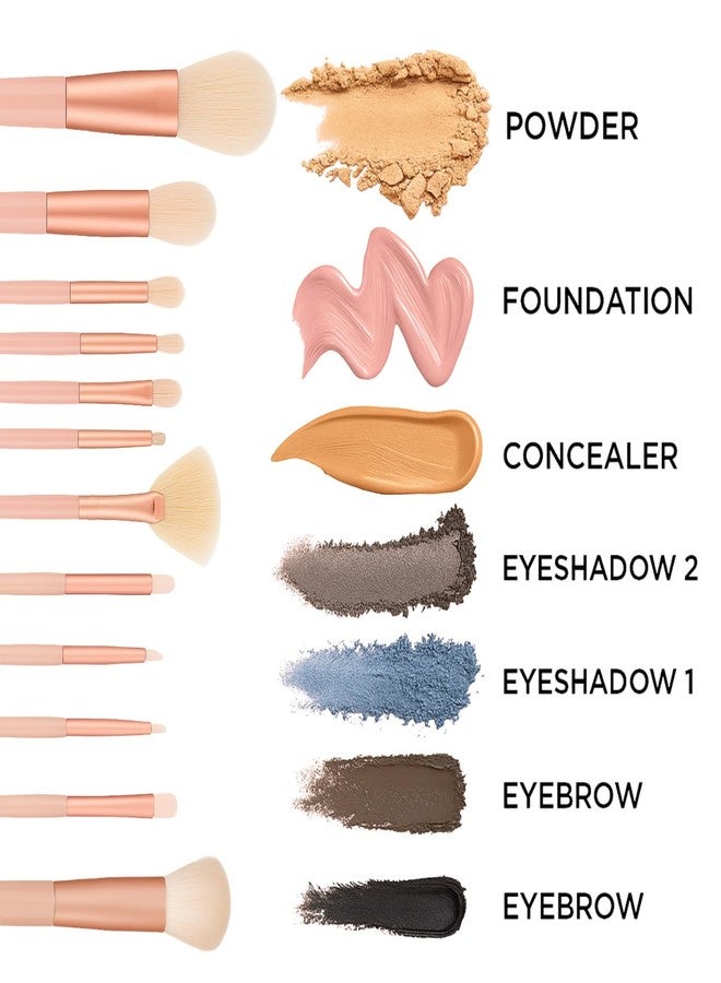 ANNACREATIONS ANNA's Premium 16 Pcs with Gift Box 12 Pcs Makeup Brush Set with 4 Blender Sponge - Professional Face & Eye Cosmetic Brushes for Foundation, Blending, Contouring, Eyeshadow - Soft Bristles - Image 2