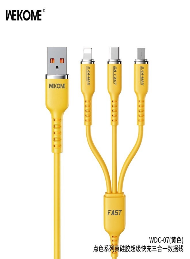 ويكومي كابل شحن WEKOME WDC-07 كابل شحن مع خرج طاقة عالي 66 وات ومقاوم للحريق ومقاوم للتجميد. - Image 1