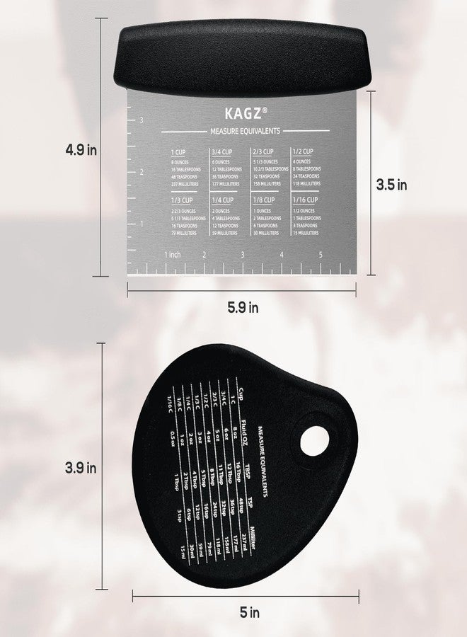 KAGZ Bench Scraper & Chopper - Multifunctional Dough Scraper with Silicone Bowl Scraper, Sturdy Stainless Steel Dough Cutter for Baking, Pastry Cutter for Bread Pizza Cake with Measuring Scale - Image 4