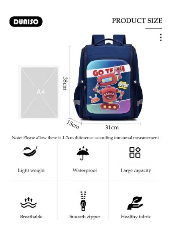 DUNISO New Kids' Schoolbag | Robot Print, Cute & Spine - Protecting - Image 2