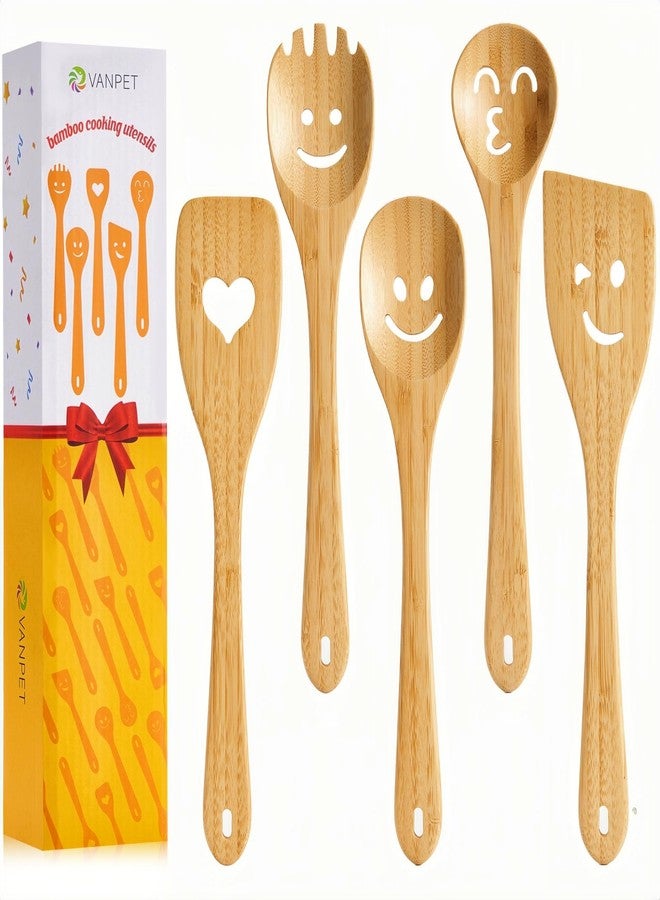 VanPet Wooden Cooking Utensil Set, Cute Spatula Set, Funny Bamboo Kitchenware, Unique Mother's Day Gifts for Cooks Hostesses Mom Grandma Wife Weddings House Warming Kitchen Accessories (A001) - Image 1