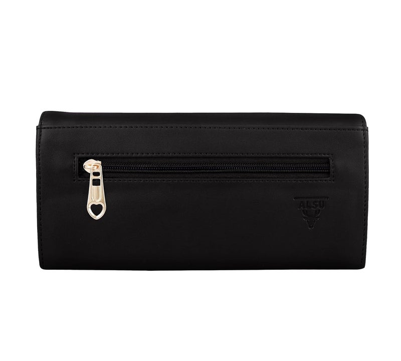 ALSU Faux Leather Women's Wallet Hand Clutch | Phone Pocket | 4 Card Pockets (Black) - Image 2