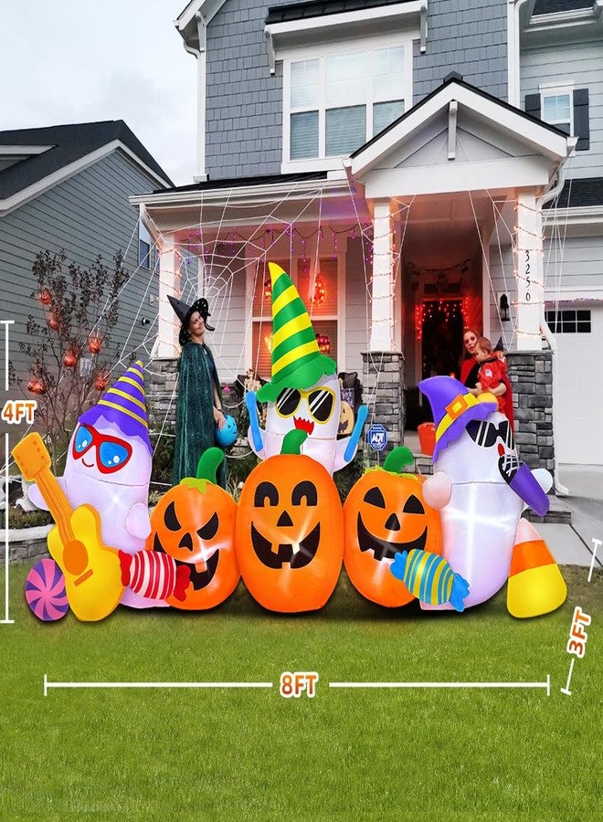KOOY 8FT Halloween Inflatable Decoration Ghost Pumpkin Band Decorations Outdoor Holiday Decor,LED Lights Blow Up Halloween Yard Decorations,Inflatables Outdoor for Holiday Garden Yard Lawn Décor - Image 5