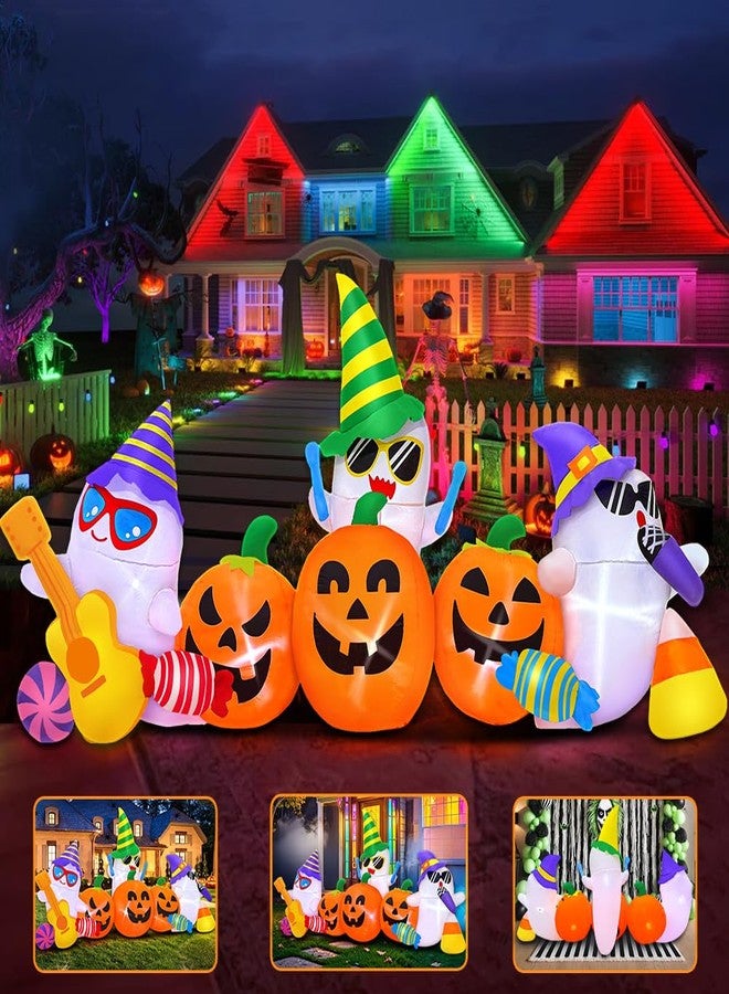 KOOY 8FT Halloween Inflatable Decoration Ghost Pumpkin Band Decorations Outdoor Holiday Decor,LED Lights Blow Up Halloween Yard Decorations,Inflatables Outdoor for Holiday Garden Yard Lawn Décor - Image 3