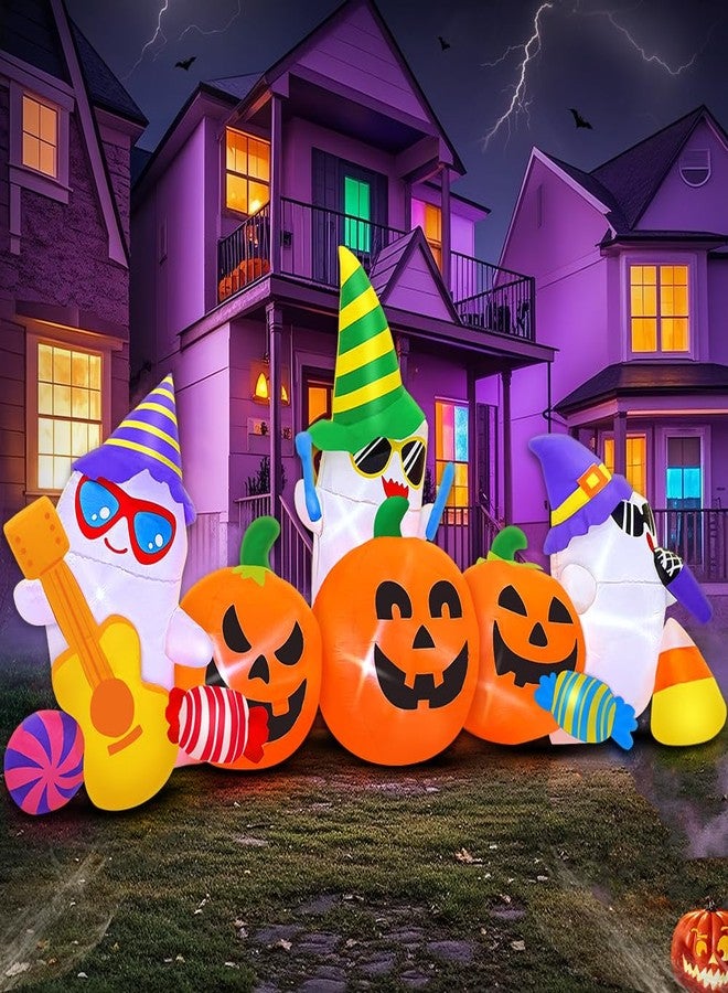 KOOY 8FT Halloween Inflatable Decoration Ghost Pumpkin Band Decorations Outdoor Holiday Decor,LED Lights Blow Up Halloween Yard Decorations,Inflatables Outdoor for Holiday Garden Yard Lawn Décor - Image 4