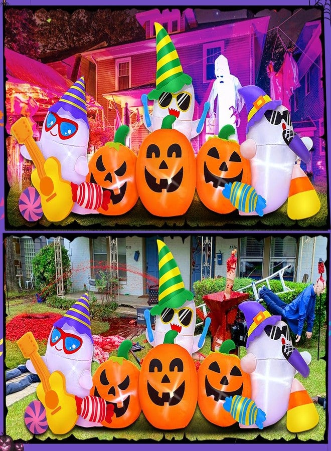KOOY 8FT Halloween Inflatable Decoration Ghost Pumpkin Band Decorations Outdoor Holiday Decor,LED Lights Blow Up Halloween Yard Decorations,Inflatables Outdoor for Holiday Garden Yard Lawn Décor - Image 2