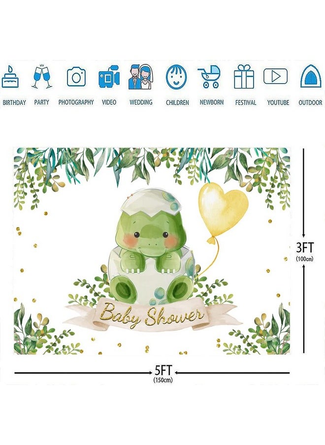 Ticuenicoa - 5X3Ft Cartoon Dinosaur Baby Shower Backdrop For Kids Wild Forest Baby Shower Photography Background Cake Table Banner Decoration Woodland Animals 1St Birthday Photo Booth Studio Props - Image 1