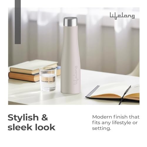 Lifelong Stainless Steel Water Bottle 900ml | Durable, Leak-Proof, Easy Grip, Rust Free, Easy-to-Clean, Odour-Free Bottle with Secure Cap for School, Travel, Gym & Work (LLBT03AB, Almond Birch) - Image 4