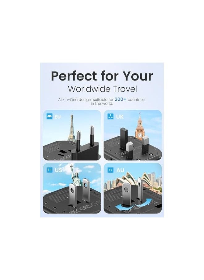 Lencent LENCENT Universal Travel Adaptor Plug with 2 USB Ports, International Power Adapter with UK/USA/EU/AUS Plug, All-in-One Worldwide Travel Charger for Over 200 Countries in The World  - Image 2