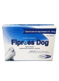 TeknoVet Teknovet Fiproes Dog 10–20kg – Tick & Flea Control Solution (3 Pipettes)  - Image 1