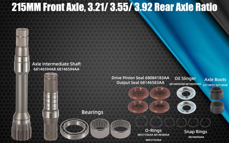 Flynsu Front Differential Axle Intermediate Shaft Kit Replacement for 2012-2021 Dodge Ram 1500 Inner Shaft 68146594AB, 68146594AA, 68257420AF, 68257421AF, 68257422AF, 722N695BKA - Image 3