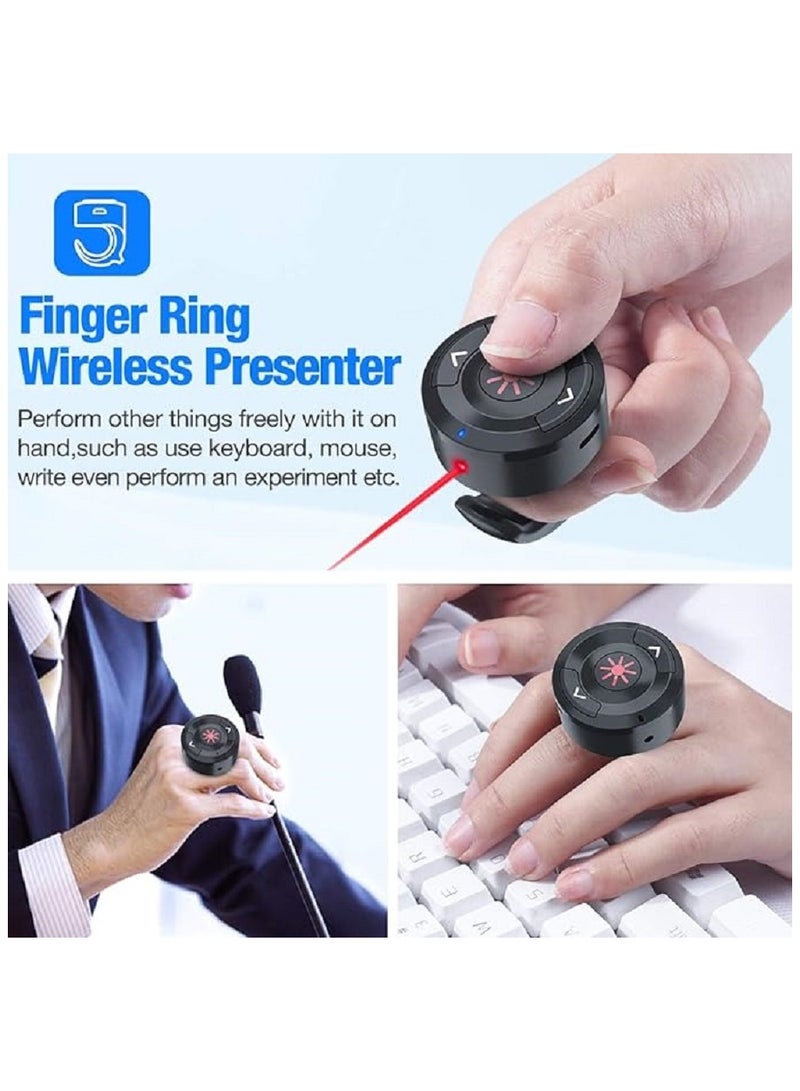 Wireless Presenter Remote Finger Ring USB Rechargeable Presentation Clicker Presentation Remote Powerpoint Clicker PPT Clicker with Slide Advancer RF 2.4Ghz for Mac/Laptop/Computer
