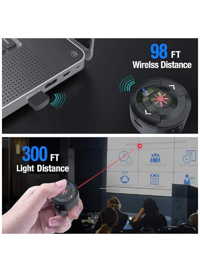 Wireless Presenter Remote Finger Ring USB Rechargeable Presentation Clicker Presentation Remote Powerpoint Clicker PPT Clicker with Slide Advancer RF 2.4Ghz for Mac/Laptop/Computer