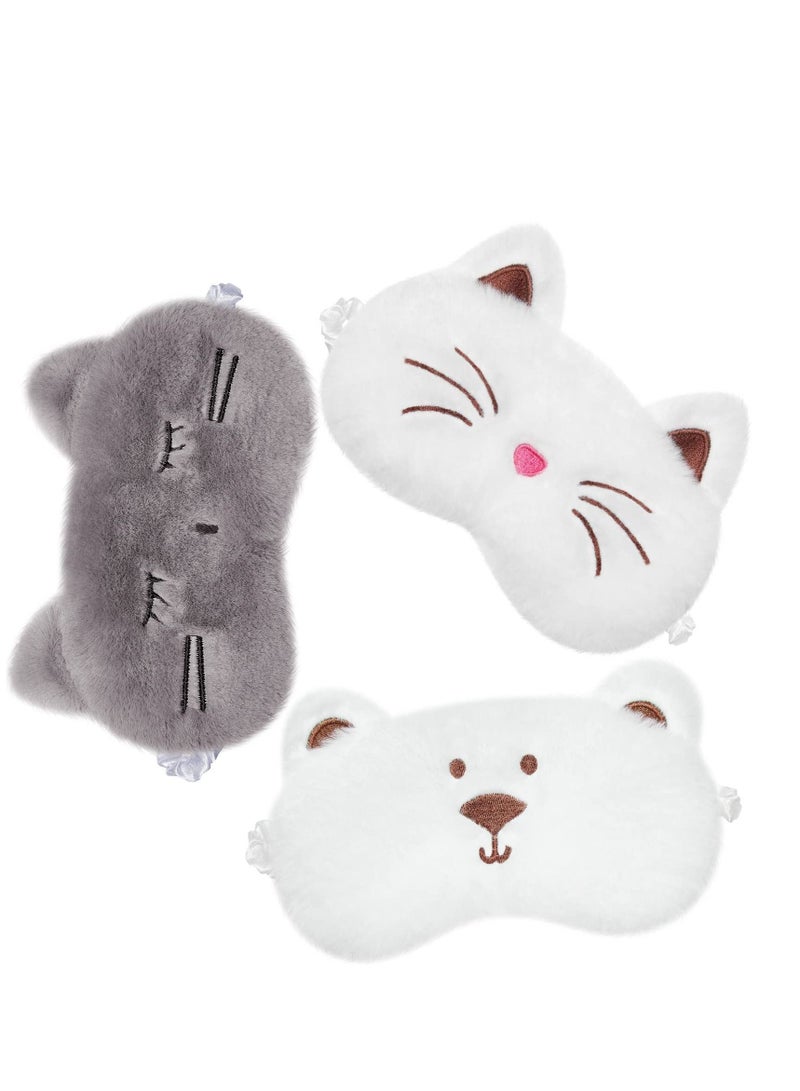 Excefore 3 Pack Sleeping Eye Mask, Animal Design Soft Masks, Soft Funny Eye Blindfold, Adjustable and Elastic Eye Mask, Suitable for Women Men Kids  - Image 1