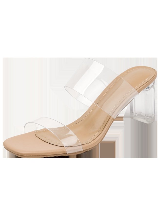 Rup Art Women’s Transparent Toe Ring Babouche Sandals – Height-Increasing Block Heels – Lightweight Summer & Spring Fashion Slip-On Shoes  - Image 2
