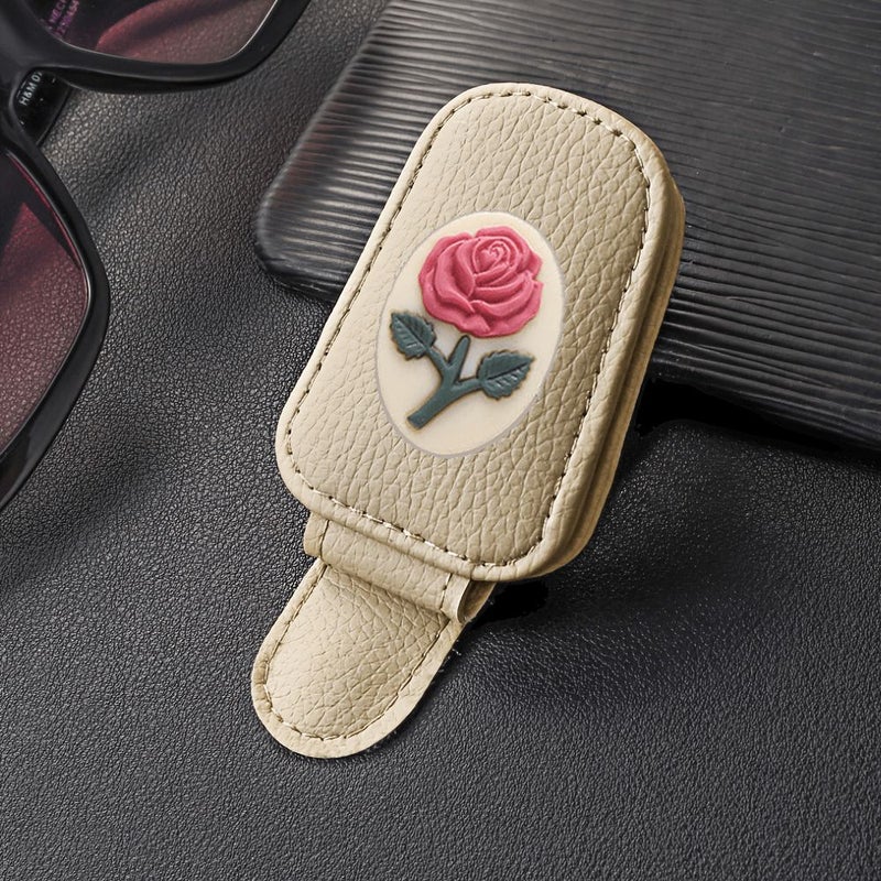 Cream Car Sun Visor Glasses Holder Non Slip Dashboard Mount Suitable All Vehicles - Image 4