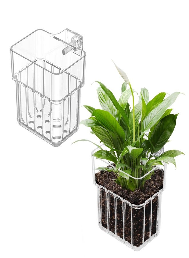 باوفلي حامل نباتات أحواض السمك من الأكريليك الشفاف من باوفلاي، قطعتان، حامل نباتات معلق من الأعلى مع خطاف، كوب زراعة قابل للتعديل - Image 1