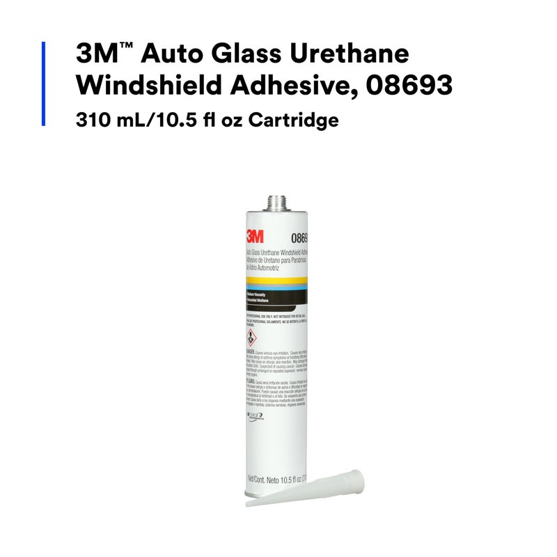 3M Auto Glass Urethane Windshield Adhesive, 08693, Medium Viscosity, High-Strength, Fast-Curing, 310 mL/10.5 fl oz Cartridge , Black - Image 2
