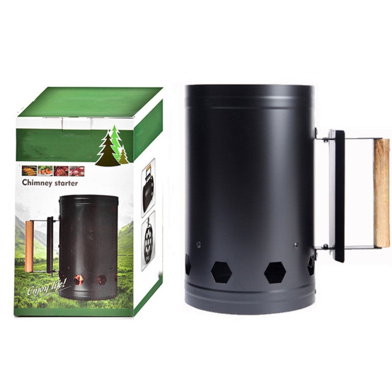 Chimney Starter: Black, 6-Sided Air Inlet High Efficiency - Thickened Insulation Plate Safe To Use Charcoal Starter for Backyard BBQ, Outdoor Cooking, Camping Grilling - Image 1