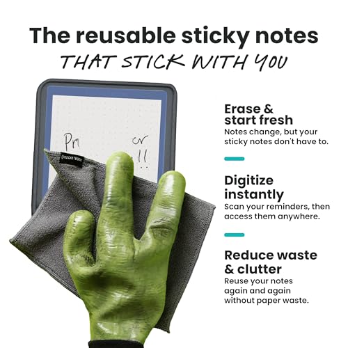 Rocketbook Reusable Sticky Notes with Storage Case, Pen, and Towel Included, 3"x3", 31 Sheets - Dotted Paper, App-Connected, Erasable, Reusable Adhesive, Ideal for to Do Lists and Reminders - Image 4