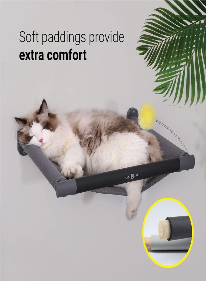 SVD.PET Cat Hammock Wall Mounted with Toy, Soft Padded & Comfortable Cover Premium Wall Furniture. Modern Design Cat Shelf. Supports up to 40 lbs (Comfy Plus, Dark Grey) - Image 2