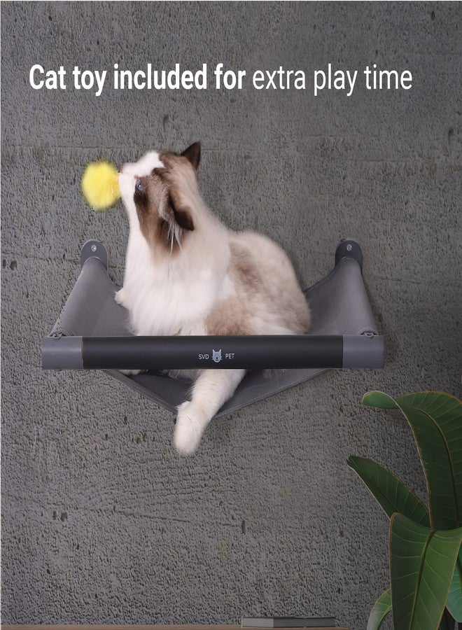 SVD.PET Cat Hammock Wall Mounted with Toy, Soft Padded & Comfortable Cover Premium Wall Furniture. Modern Design Cat Shelf. Supports up to 40 lbs (Comfy Plus, Dark Grey) - Image 3