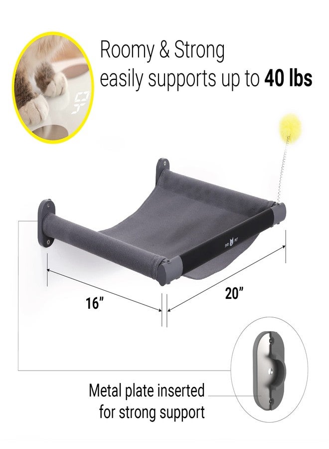 SVD.PET Cat Hammock Wall Mounted with Toy, Soft Padded & Comfortable Cover Premium Wall Furniture. Modern Design Cat Shelf. Supports up to 40 lbs (Comfy Plus, Dark Grey) - Image 5