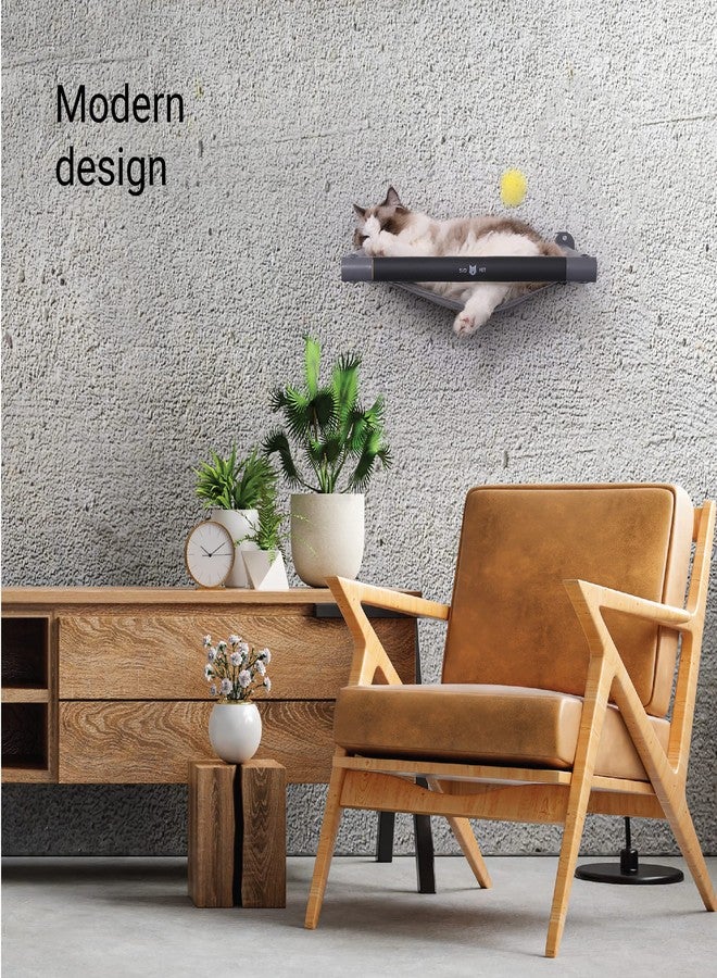 SVD.PET Cat Hammock Wall Mounted with Toy, Soft Padded & Comfortable Cover Premium Wall Furniture. Modern Design Cat Shelf. Supports up to 40 lbs (Comfy Plus, Dark Grey) - Image 4
