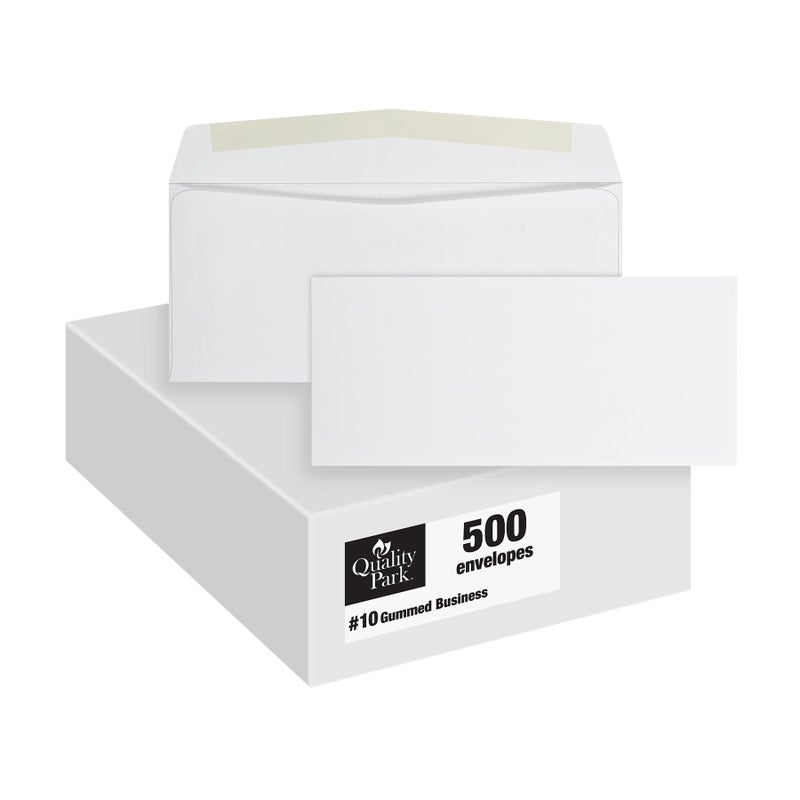 Quality Park 10 Envelopes Letter Size White Mailing Envelopes 418x912 Inch No Window Business Envelopes Gummed Closure 500Box QUA90020