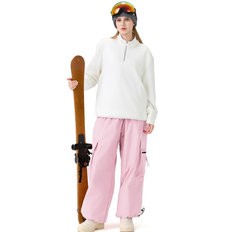 HOTIAN Womens Baggy Snowboard Pants Casual Insulated Winterproof Waterproof Loose Ski Snow Pants Outdoor(Pink,XL) - Image 5