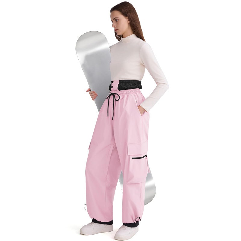 HOTIAN Womens Baggy Snowboard Pants Casual Insulated Winterproof Waterproof Loose Ski Snow Pants Outdoor(Pink,XL) - Image 4
