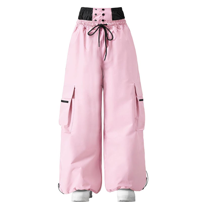 HOTIAN Womens Baggy Snowboard Pants Casual Insulated Winterproof Waterproof Loose Ski Snow Pants Outdoor(Pink,XL) - Image 1