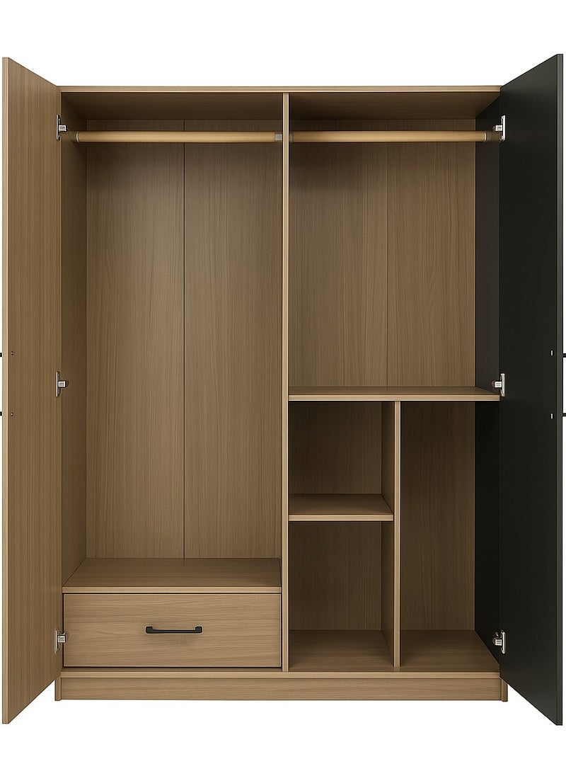 ROYALOAK Dexter 4-Door Wardrobe with Shelves & Drawer – Elegant Melamine Finish, Modern MDF Construction, Durable, Freestanding Design for Bedroom Storage  - Image 3