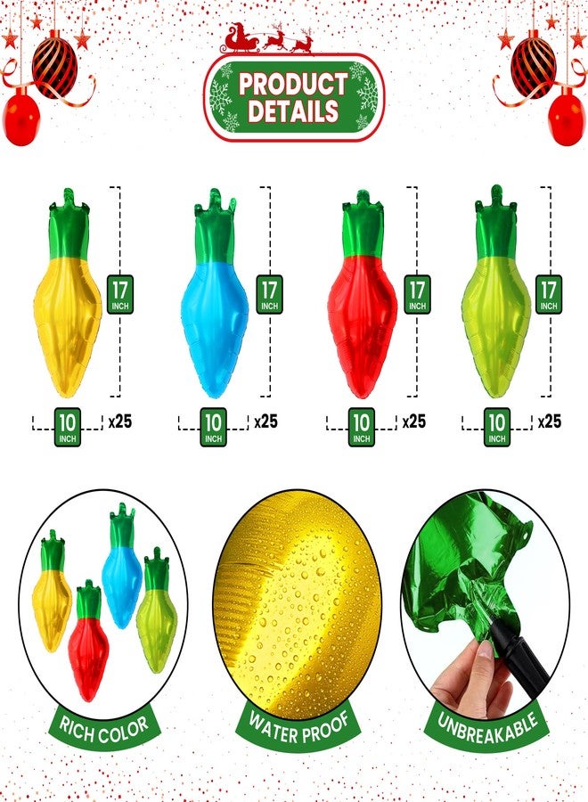 KatchOn, Multicolored Christmas Light Balloons - Large 18x10 Inch, Pack of 100 | Light Balloon for Christmas Decorations | Red, Blue, Green and Yellow Balloon for Xmas Decorations | Xmas Decor Indoor - Image 2