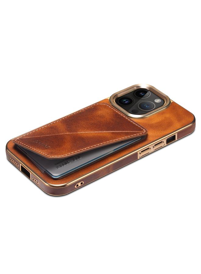 Denior Case For iPhone 13 Pro Oil Wax Leather Electroplating Card Slot Holder Phone Case - Image 5