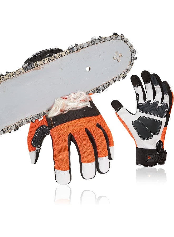 VGO Vgo 1-Pair Chainsaw Work Gloves Saw Protection on Left Hand Back (Orange, GA8912)  - Image 1