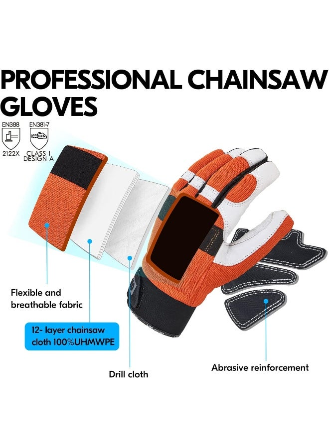 VGO Vgo 1-Pair Chainsaw Work Gloves Saw Protection on Left Hand Back (Orange, GA8912)  - Image 3