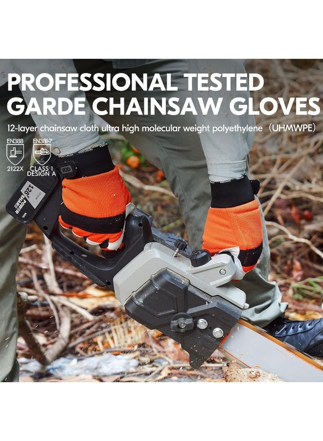 VGO Vgo 1-Pair Chainsaw Work Gloves Saw Protection on Left Hand Back (Orange, GA8912)  - Image 4
