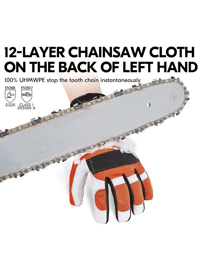 VGO Vgo 1-Pair Chainsaw Work Gloves Saw Protection on Left Hand Back (Orange, GA8912)  - Image 2