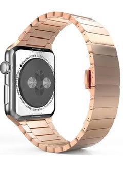 Stainless Steel Band Strap With Screen Protector For 42mm Apple Watch Gold