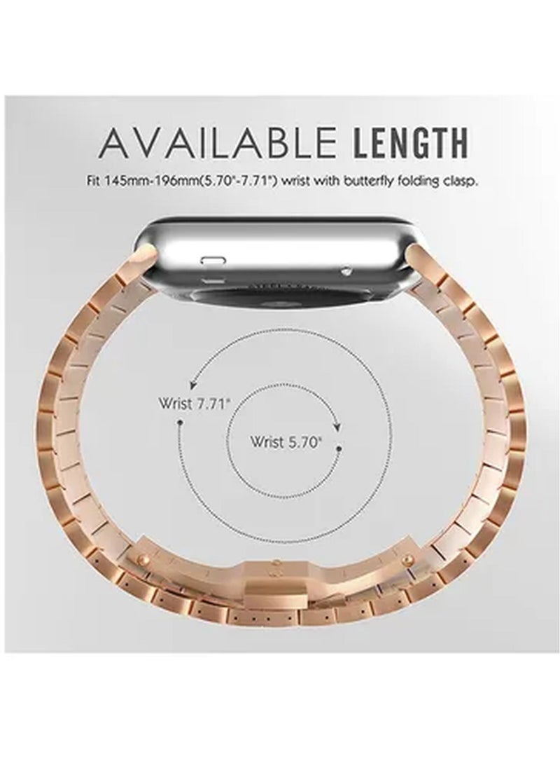 ZOOMEE - Stainless Steel Band Strap With Screen Protector For 42mm Apple Watch Gold - Image 1