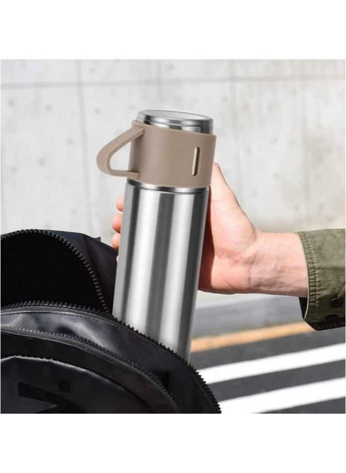Vacuum Flask Original 500ml Thermos Mug with 3 Cups, Thermal Bottle, Vacuum Insulated Tea Coffee Thermos 304 Stainless Steel Travel Mug for Hot and Cold Drinks, Perfect for Kids and Babies. Leakproof Design and Great Gift for Outdoor, Office, Home, Sports - Coffee Mug Nescafe Cappuccino Tea - Car Seat Mug - Coffee Mug - Double Wall Stainless Steel Insulated - Vacuum Insulated Stainless Steel Double Wall Thermal Cup for Tea Coffee Travel - Thermos Set with 3 Cups - Stainless Steel Vacuum Insulated Water Bottle - Insulated Flask Set with 3 Cups - Image 4