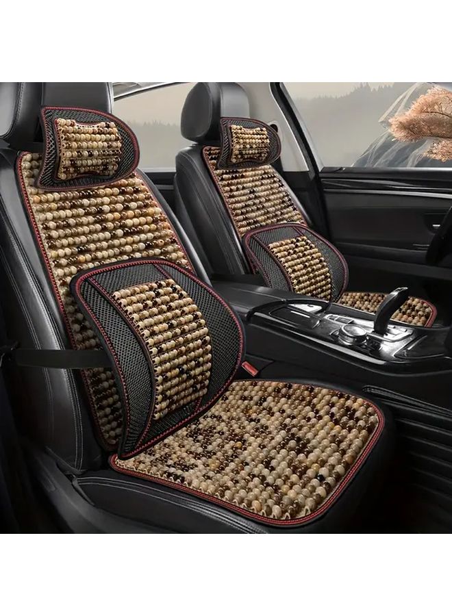 Car Seat Cushion Ergonomic Comfort Breathable Mesh Backrest Seat Beige And Khaki Headrest Non Slip Design All Season Use Durable Easy To Clean Noon - Image 1