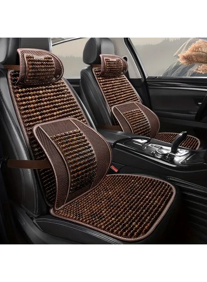 Car Seat Cushion Ergonomic Comfort Breathable Mesh Backrest Seat Beige And Khaki Headrest Non Slip Design All Season Use Durable Easy To Clean Noon - Image 3