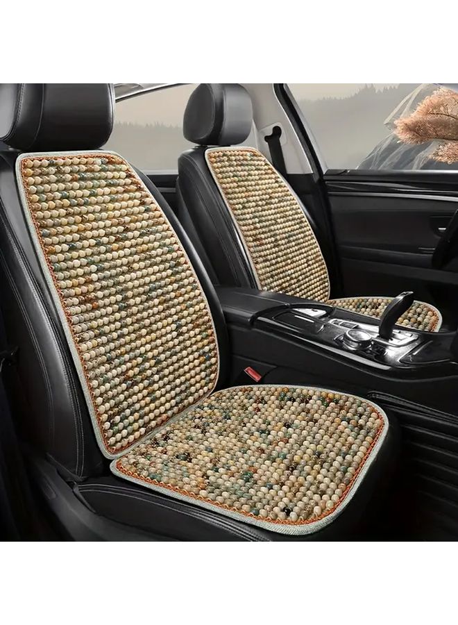 Car Seat Cushion Ergonomic Comfort Breathable Mesh Backrest Seat Beige And Khaki Headrest Non Slip Design All Season Use Durable Easy To Clean Noon - Image 5