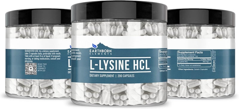 Earthborn Elements LLysine HCL 200 Capsules Pure  Undiluted No Additives - Image 4