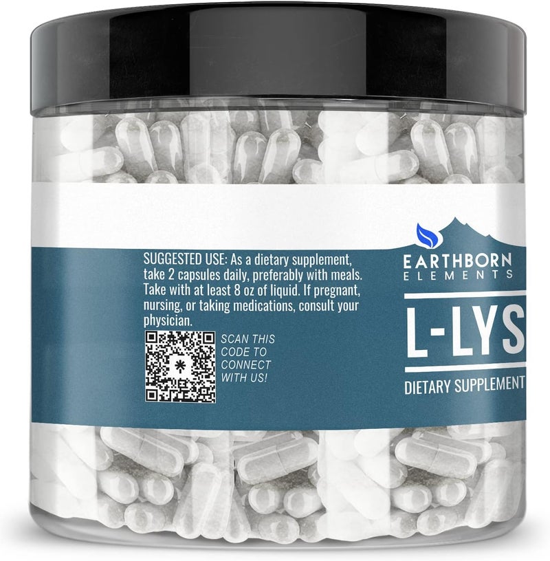 Earthborn Elements LLysine HCL 200 Capsules Pure  Undiluted No Additives - Image 2